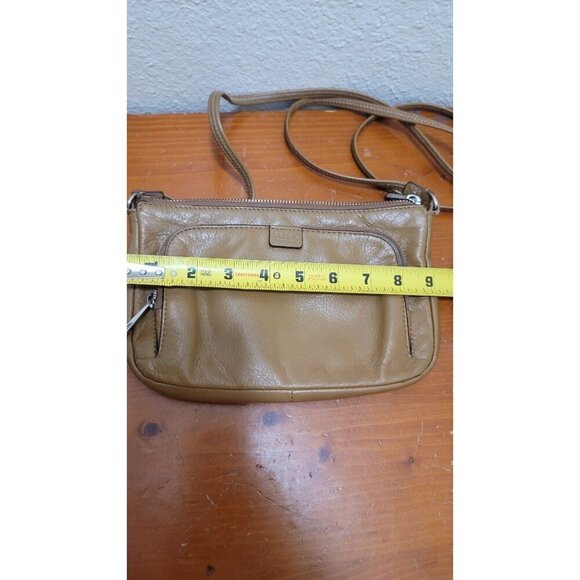 Fossil Crossbody Leather Bag Beige Small Purse With Adjustable Strap & Zippered - Picture 10 of 14